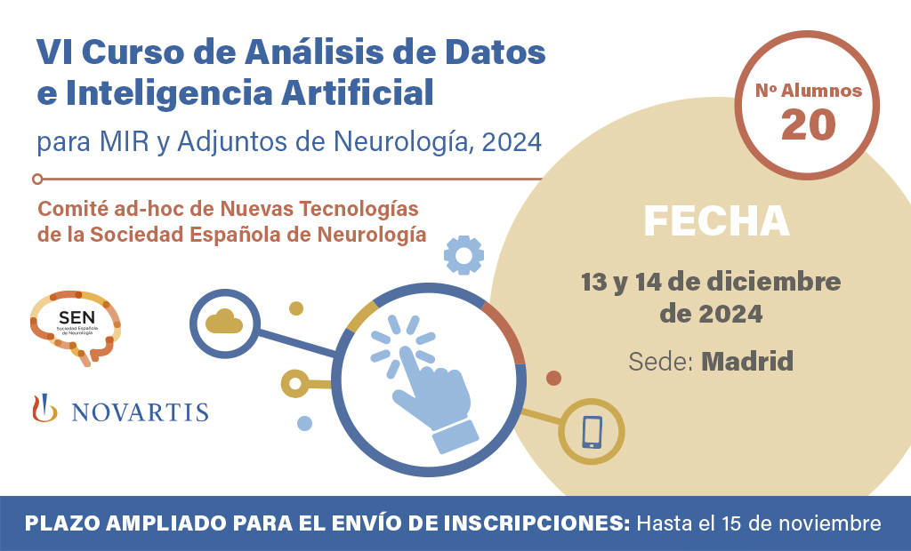  Ampliación plazo de inscripción VI Curso de Análisis de Datos e Inteligencia Artificial para MIR y Adjuntos de Neurología